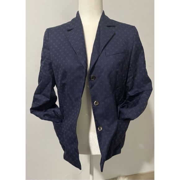 Louis Feraud blue navy wool & cashmere blend button front blazer 6 - Picture 6 of 7